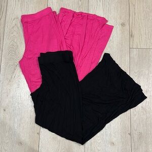 Michael Lauren Black and Pink Stretch Wide Leg Knit Pants Bundle